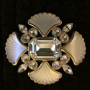Large Vintage Crystal Guy LaRoche Brooch